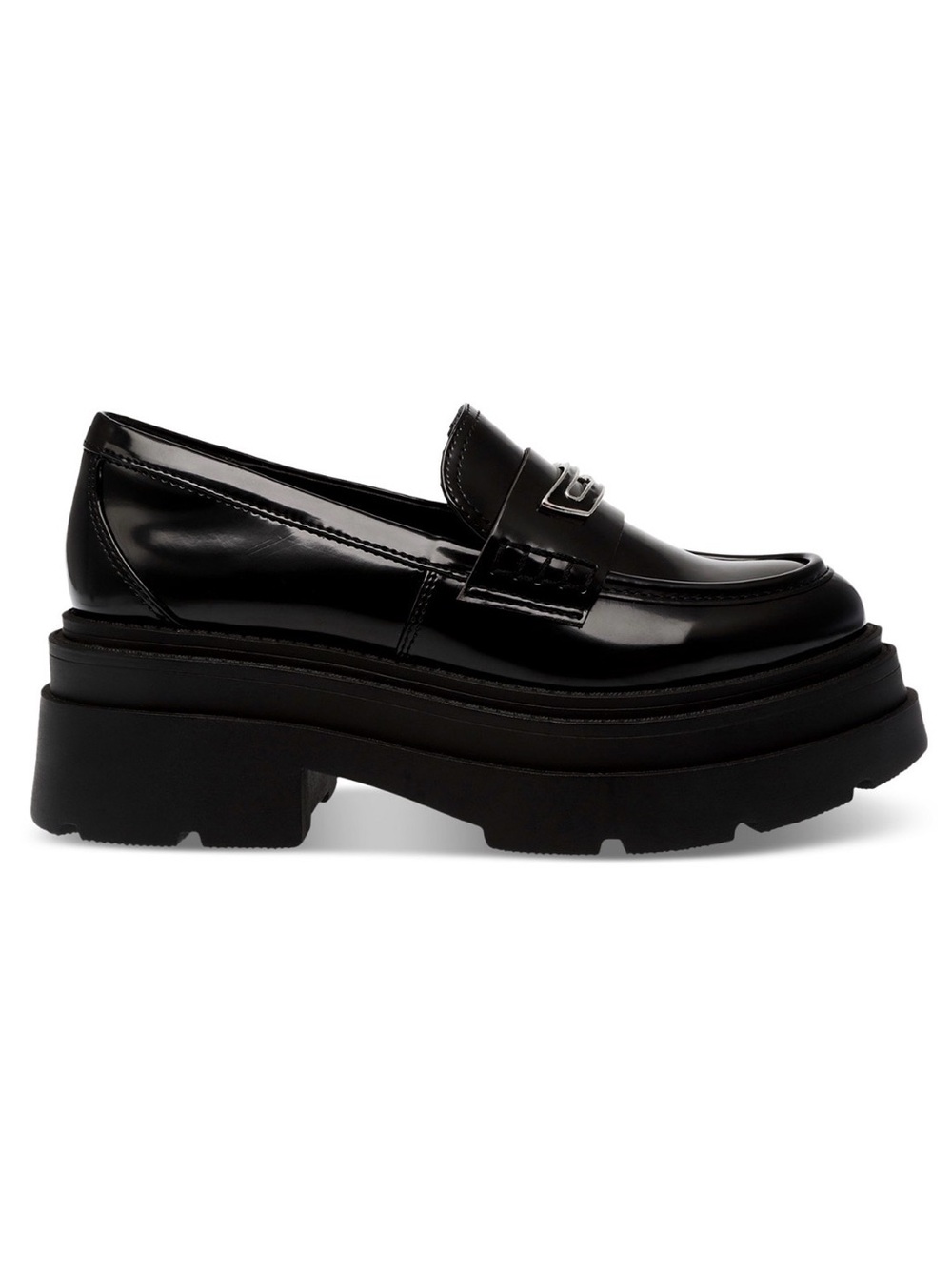 Wild Pair Women's Nelley Faux Leather Platform Loafer in Black size US 7